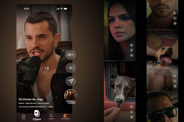 Netflix lança feed de Clipes com vídeos curtos em formato vertical para descoberta de séries no aplicativo