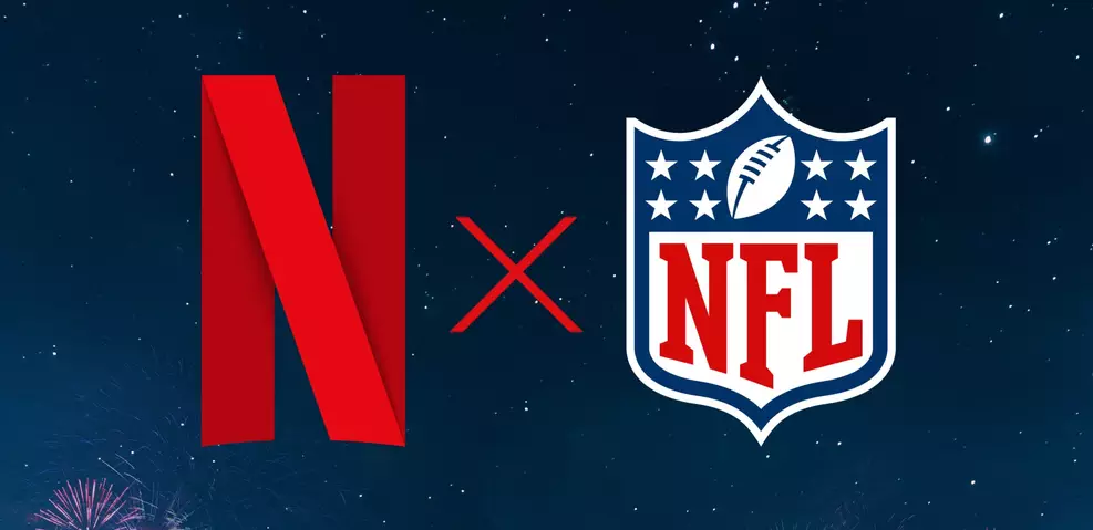 Logo da NFL ao lado da Netflix em anúncio de transmissão de jogos da temporada 2026–2027