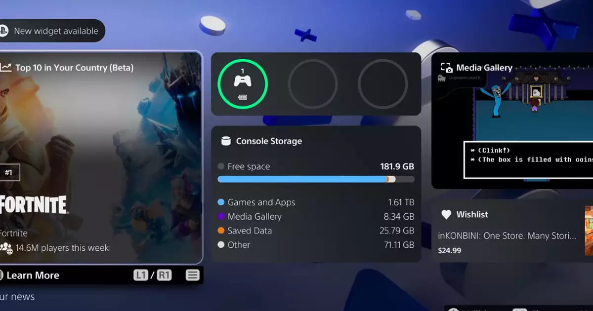 Interface do PlayStation 5 exibindo ranking de jogos mais populares em versão beta do sistema.