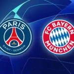 PSG e Bayern de Munique em campo na semifinal da Champions League, disputando vaga na final em confronto decisivo na Allianz Arena.