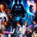 Logotipo da Lucasfilm associado à franquia Star Wars em material promocional da saga