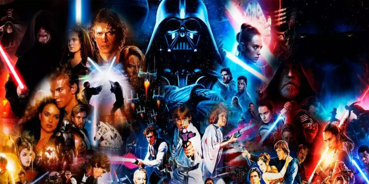 Logotipo da Lucasfilm associado à franquia Star Wars em material promocional da saga