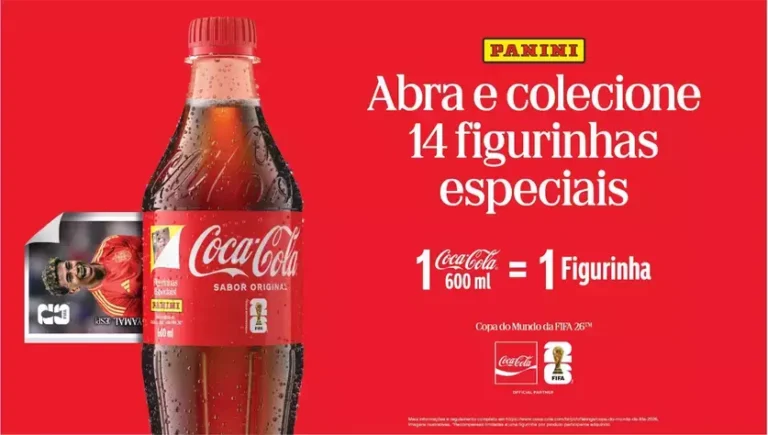 Campanha da Coca-Cola e Panini com figurinhas da Copa do Mundo 2026 integradas a experiência digital para torcedores.