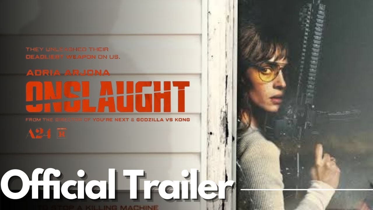 Adria Arjona em cena de ação no primeiro trailer de Onslaught, novo terror da A24 dirigido por Adam Wingard.
