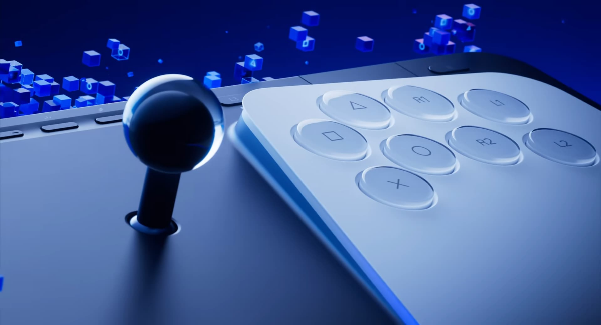 PlayStation FlexStrike exibido pela Sony durante anúncio de lançamento do novo fight stick para PS5.
