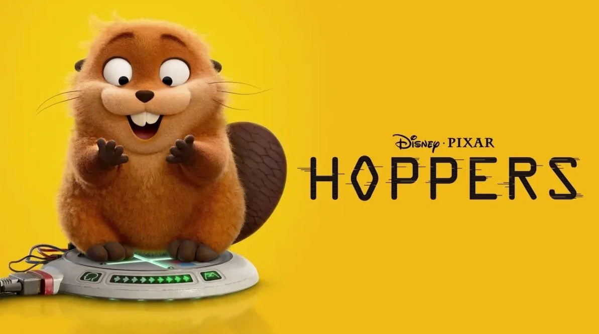 A protagonista de Hoppers explora a floresta dentro de um castor robótico.