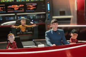 Marionetes representam a tripulação de "Star Trek: Strange New Worlds" durante o episódio especial da quarta temporada.