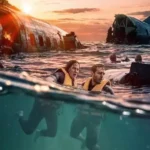 Águas Mortais apresenta sobreviventes de um acidente aéreo cercados por tubarões no oceano.