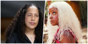 Gina Prince-Bythewood apresenta cenas de Filhos de Sangue e Osso ao lado de Thuso Mbedu no festival de Martha's Vineyard.