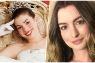 Imagem de Anne Hathaway em evento promocional relacionado a O Diário da Princesa e projetos recentes da atriz em Hollywood