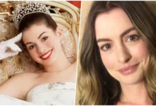 Imagem de Anne Hathaway em evento promocional relacionado a O Diário da Princesa e projetos recentes da atriz em Hollywood