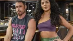 Bella Campos em evento de divulgação da novela Vale Tudo durante entrevistas promocionais