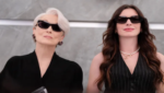 Meryl Streep como Miranda Priestly em O Diabo Veste Prada 2 em ambiente corporativo da revista Runway