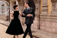 Thomasin McKenzie e Ansel Elgort como Audrey Hepburn e Hubert de Givenchy em 'Jantar com Audrey'