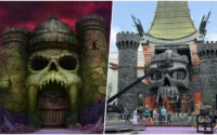 TCL Chinese Theatre transformado no Castelo de Grayskull para a estreia de He-Man.