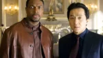 Close nos atores Jackie Chan e Chris Tucker em evento de A Hora do Rush 4