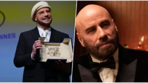 John Travolta recebe Palma de Ouro honorária durante cerimônia surpresa no Festival de Cannes.