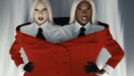 Imagem promocional do videoclipe Runway com Lady Gaga e Doechii em estética de alta moda e passarela