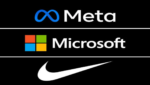 Logos da Meta, Microsoft e Nike