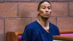 Foto de tribunal em Las Vegas mostra o ator Nathan Chasing Horse durante julgamento de condenação por agressão sexual
